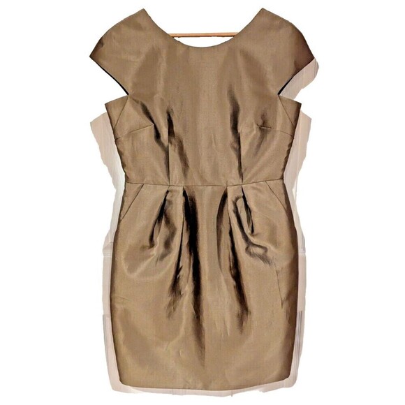Alex Evenings Bronze Metallic Party Dress Sz 12 Wedding Guest‎ Red Carpet - Picture 1 of 2